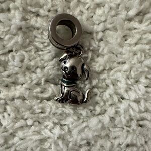 Pandora Silver Puppy Charm with Green Collar
